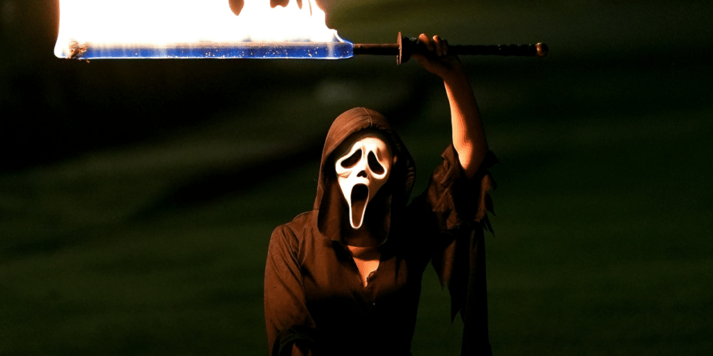 woman wearing a ghost mask