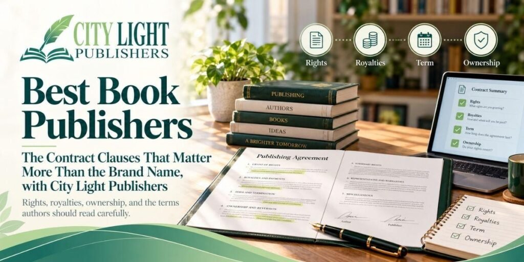 What to Look for in Book Publishers, The Contract Clauses That Matter More Than the Brand Name, with City Light Publishers